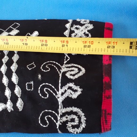 Notations Cotton Jacket Cardigan Silver Embroidery Beads Size S Black Red Artsy - Picture 14 of 17